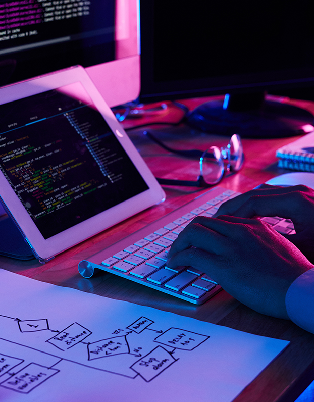 Engineer proceeding to data recovery from computer